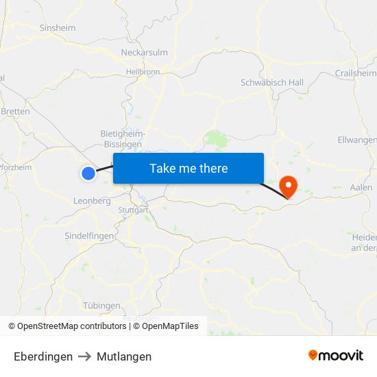 Eberdingen to Mutlangen map