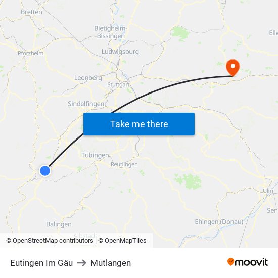 Eutingen Im Gäu to Mutlangen map