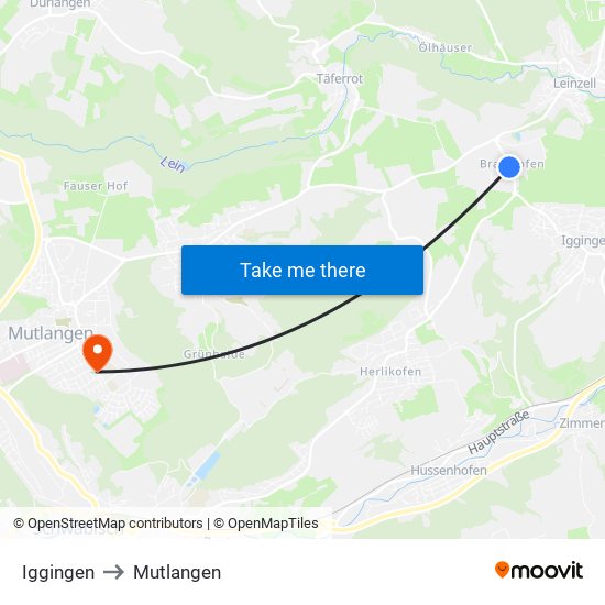 Iggingen to Mutlangen map