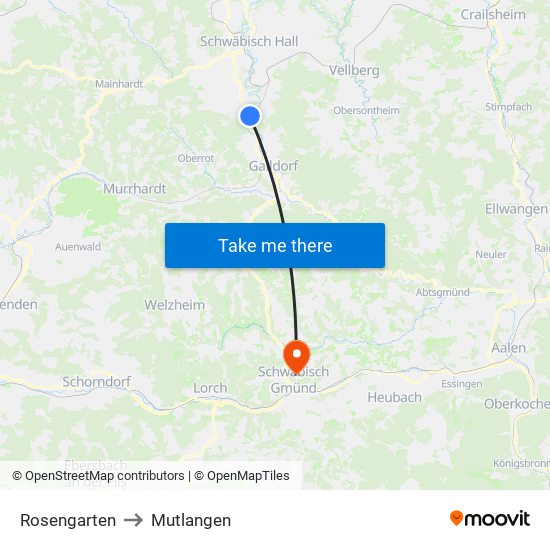 Rosengarten to Mutlangen map