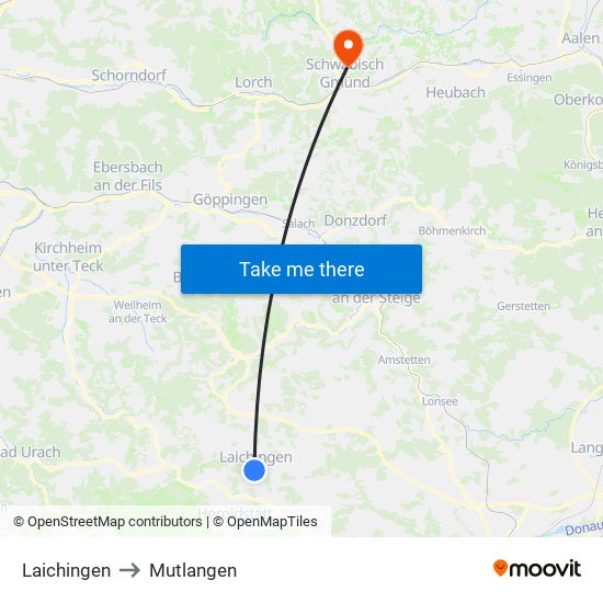 Laichingen to Mutlangen map
