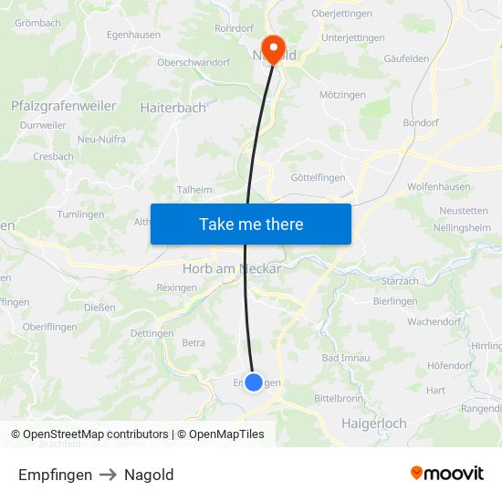 Empfingen to Nagold map