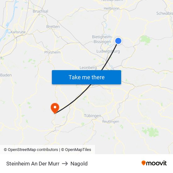 Steinheim An Der Murr to Nagold map