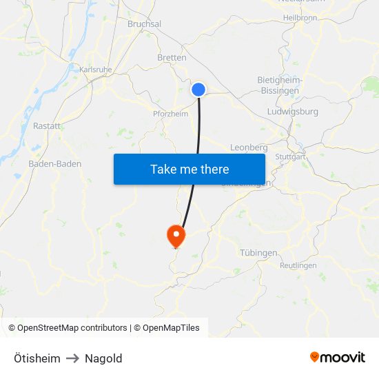 Ötisheim to Nagold map