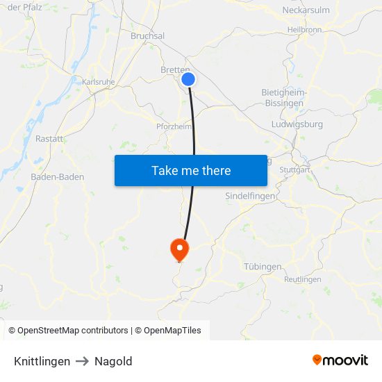 Knittlingen to Nagold map