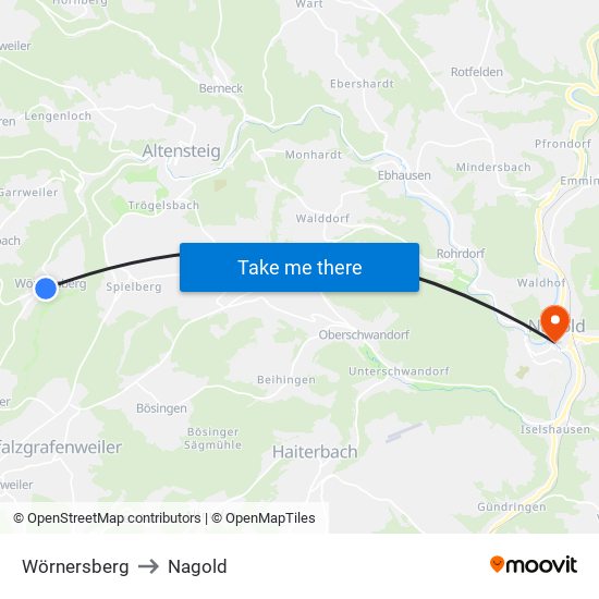 Wörnersberg to Nagold map