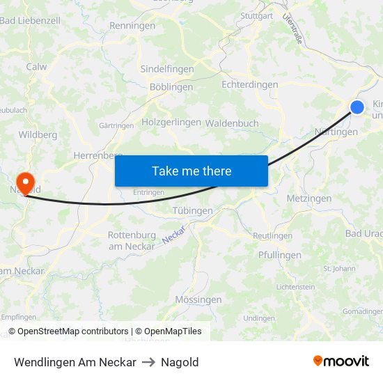 Wendlingen Am Neckar to Nagold map