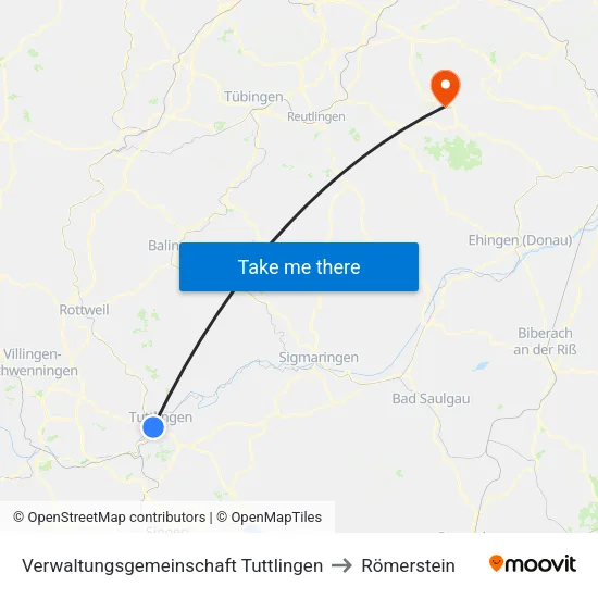 Verwaltungsgemeinschaft Tuttlingen to Römerstein map
