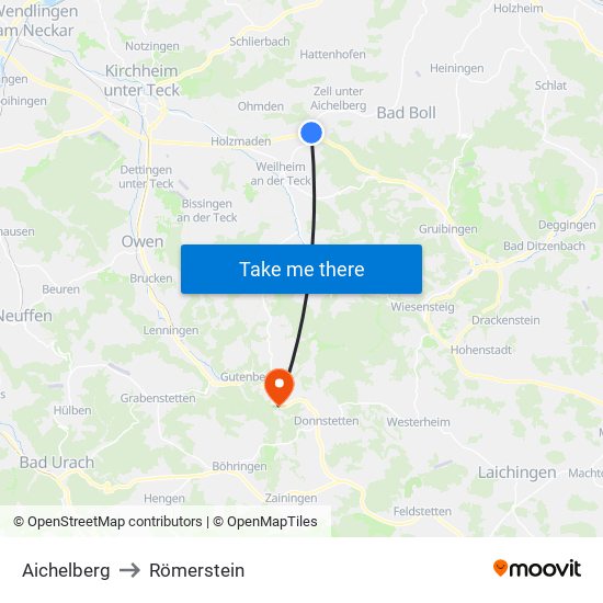 Aichelberg to Römerstein map