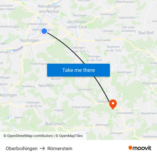 Oberboihingen to Römerstein map