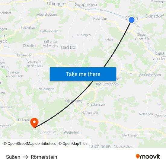 Süßen to Römerstein map