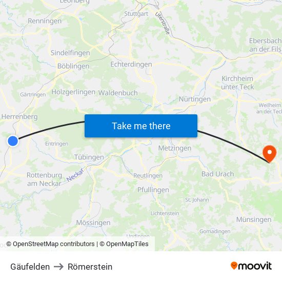 Gäufelden to Römerstein map