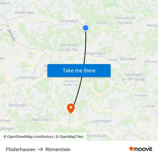 Plüderhausen to Römerstein map