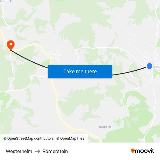 Westerheim to Römerstein map