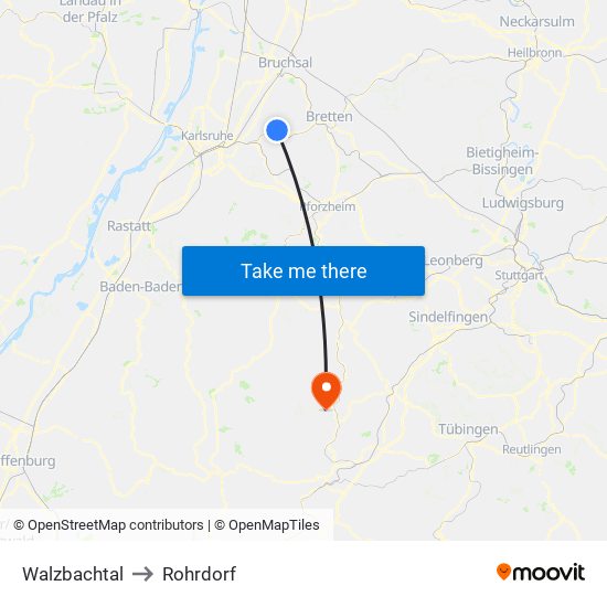 Walzbachtal to Rohrdorf map