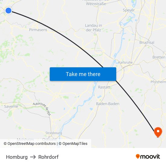 Homburg to Rohrdorf map