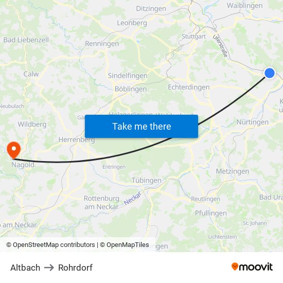 Altbach to Rohrdorf map
