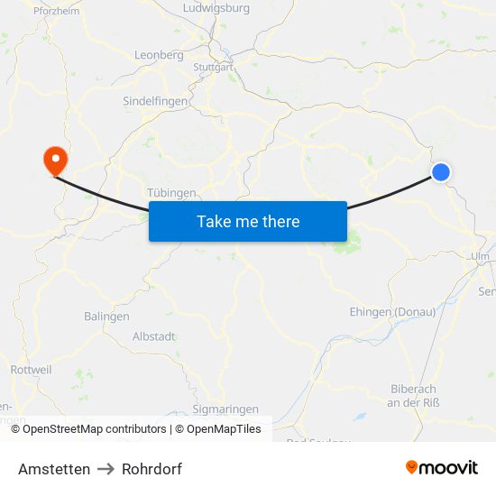 Amstetten to Rohrdorf map