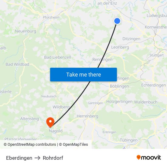 Eberdingen to Rohrdorf map