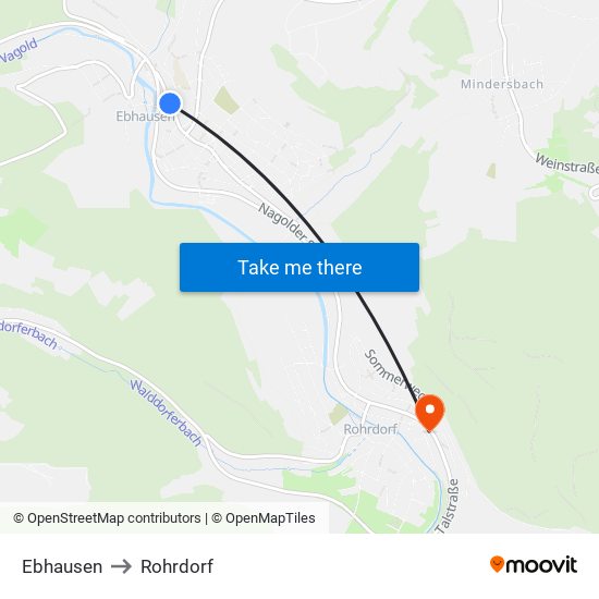 Ebhausen to Rohrdorf map