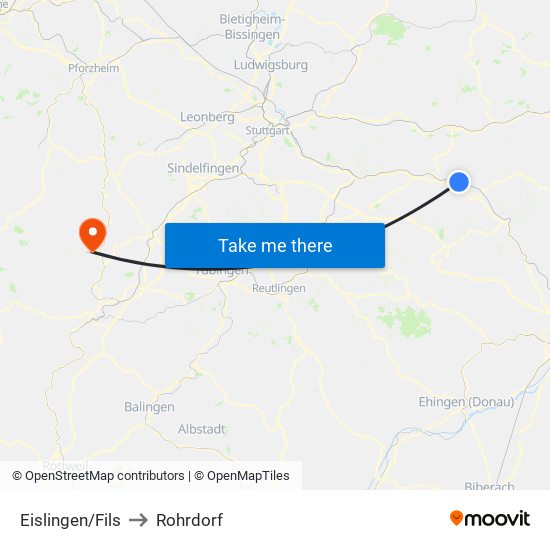 Eislingen/Fils to Rohrdorf map