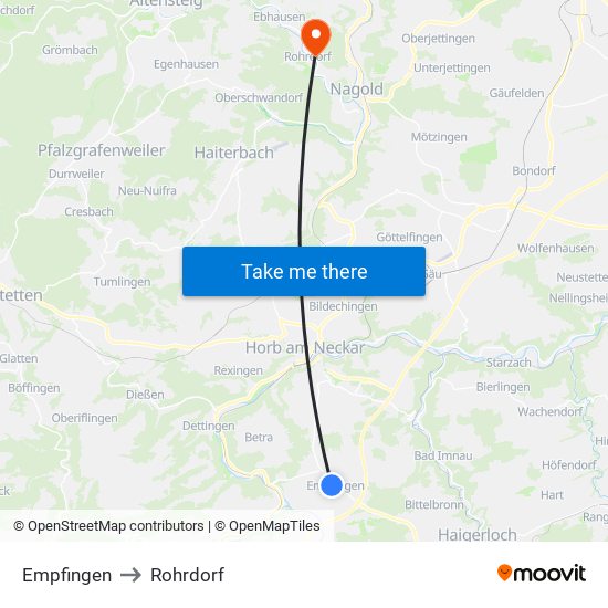 Empfingen to Rohrdorf map