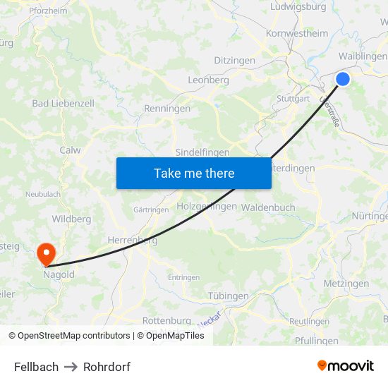 Fellbach to Rohrdorf map