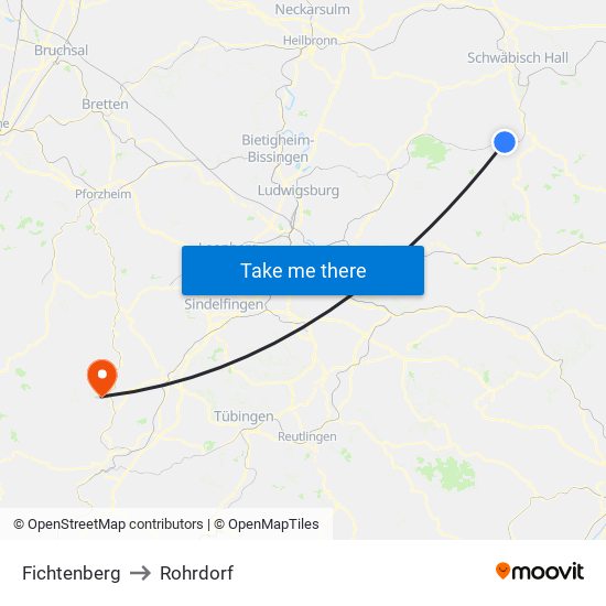 Fichtenberg to Rohrdorf map
