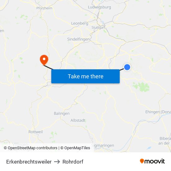 Erkenbrechtsweiler to Rohrdorf map