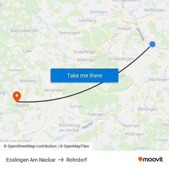 Esslingen Am Neckar to Rohrdorf map