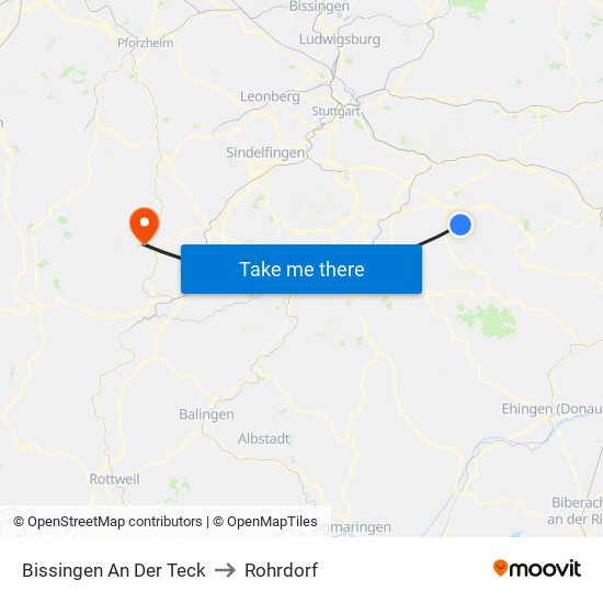 Bissingen An Der Teck to Rohrdorf map