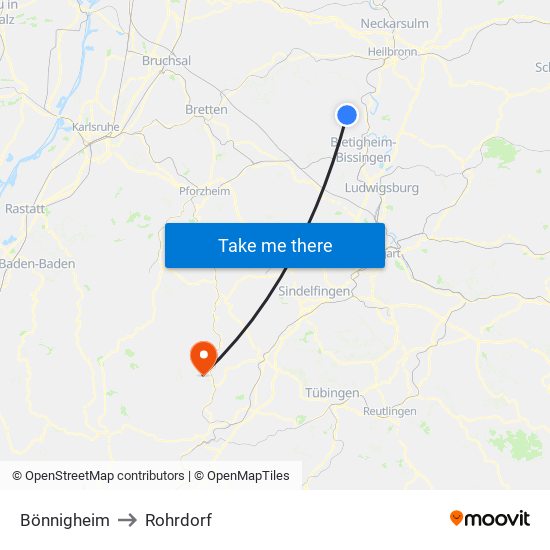 Bönnigheim to Rohrdorf map