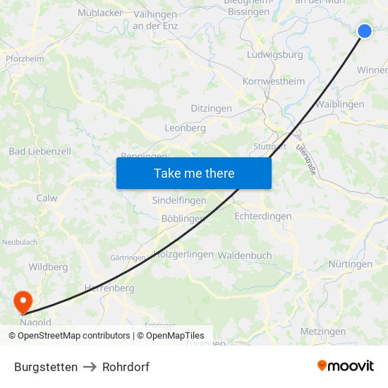 Burgstetten to Rohrdorf map