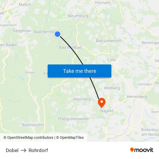 Dobel to Rohrdorf map