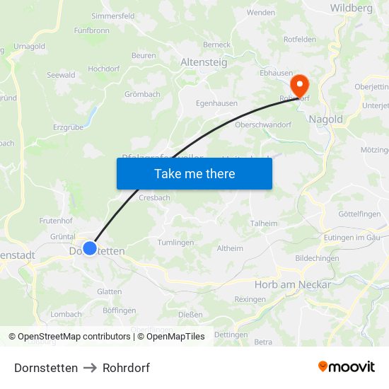 Dornstetten to Rohrdorf map