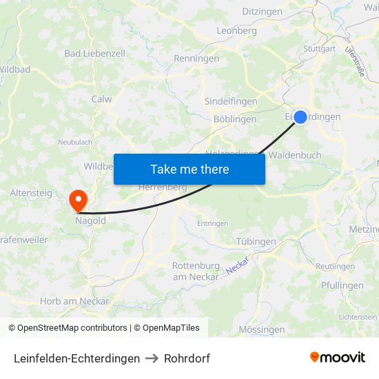 Leinfelden-Echterdingen to Rohrdorf map