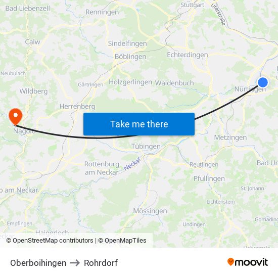 Oberboihingen to Rohrdorf map