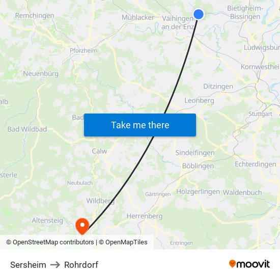 Sersheim to Rohrdorf map