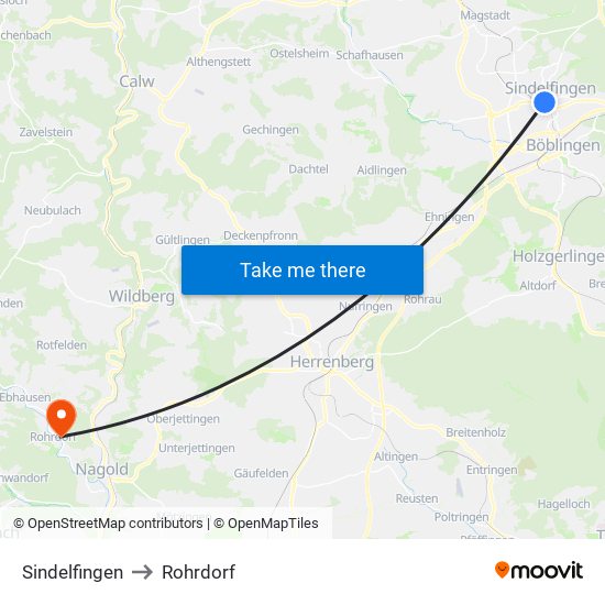 Sindelfingen to Rohrdorf map