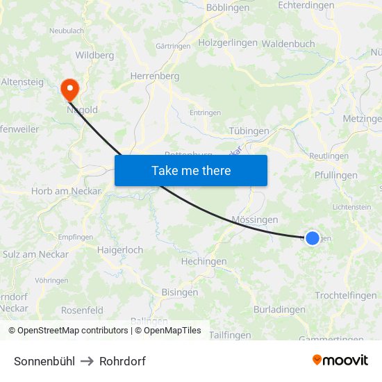 Sonnenbühl to Rohrdorf map