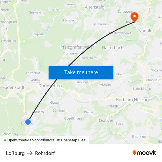 Loßburg to Rohrdorf map