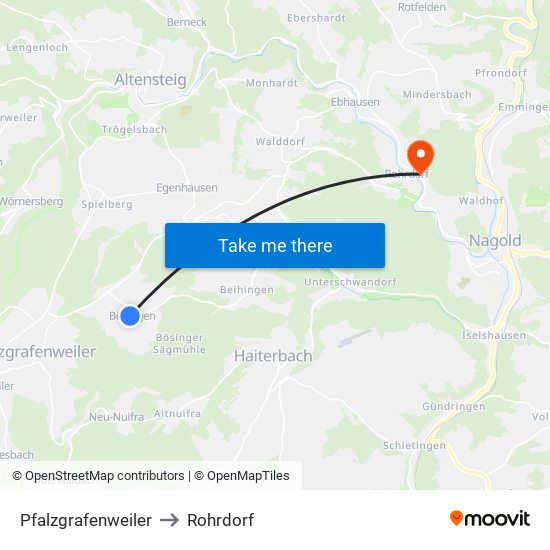 Pfalzgrafenweiler to Rohrdorf map