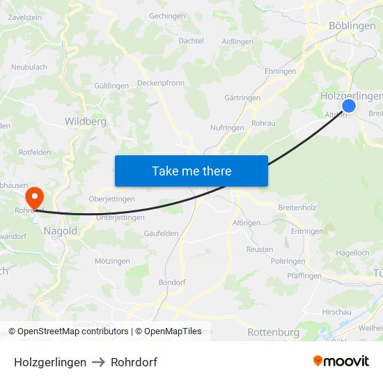 Holzgerlingen to Rohrdorf map