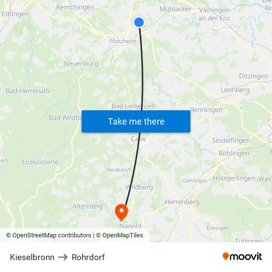 Kieselbronn to Rohrdorf map