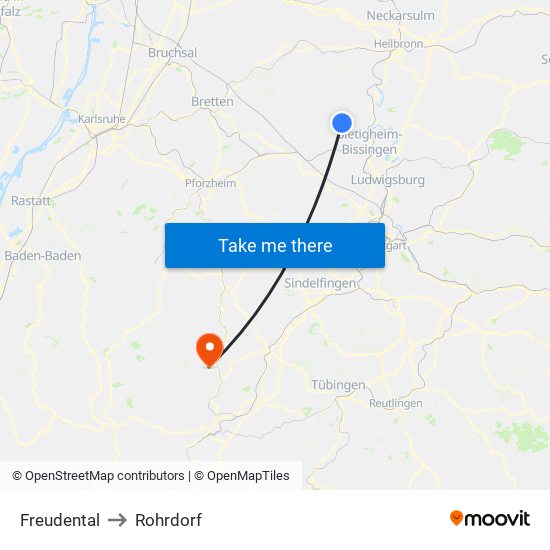 Freudental to Rohrdorf map