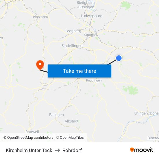 Kirchheim Unter Teck to Rohrdorf map
