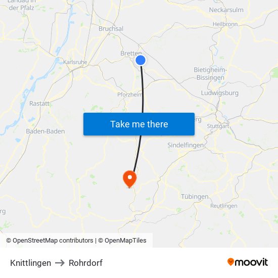 Knittlingen to Rohrdorf map