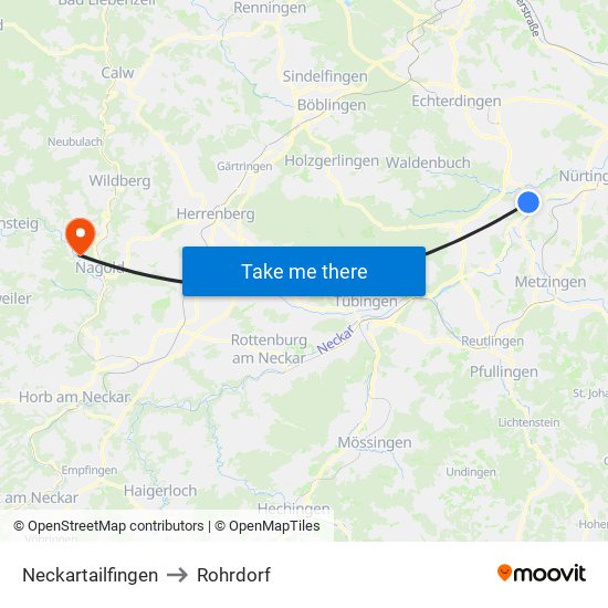 Neckartailfingen to Rohrdorf map