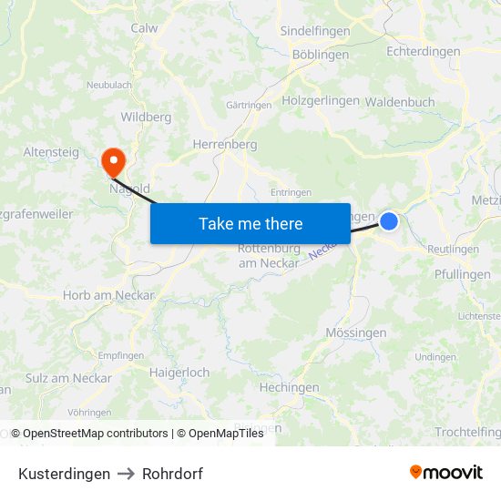Kusterdingen to Rohrdorf map