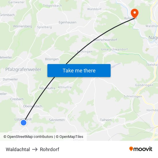 Waldachtal to Rohrdorf map